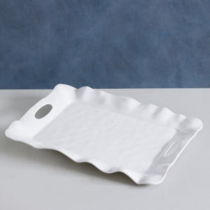 VIDA Havana White Rectangular Tray with Handles