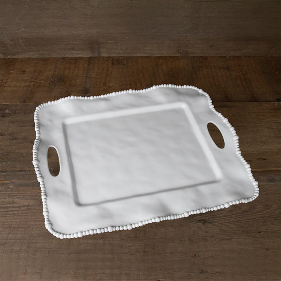 VIDA Alegria Rectangular Tray with Handles White