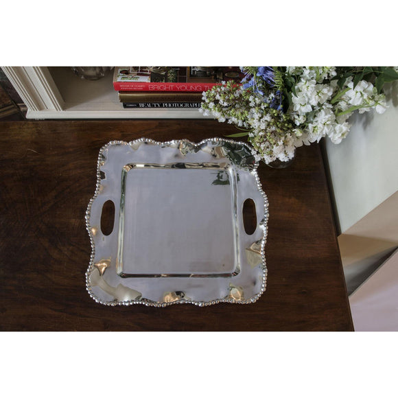 ORGANIC PEARL Kristi Medium Square Tray with Handles