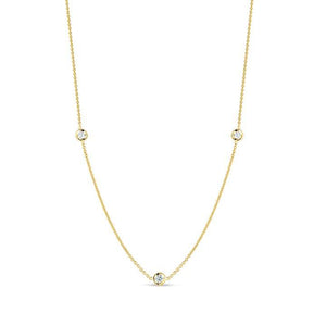 Roberto Coin Yellow Gold Three Station Diamond Necklace