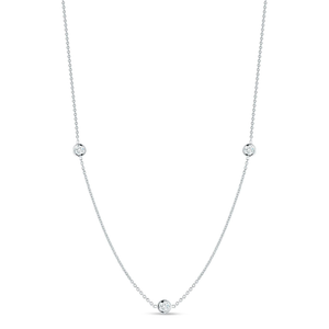 Roberto Coin White Gold Three Station Diamond Necklace