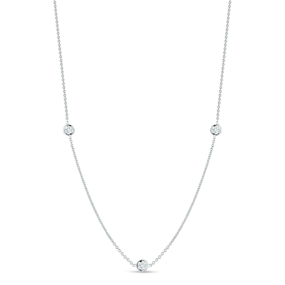 Roberto Coin White Gold Three Station Diamond Necklace